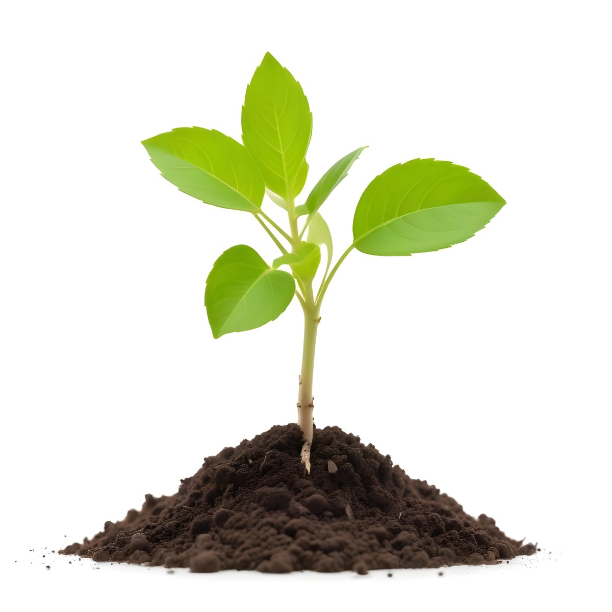 A Young Green Plant Sprouting From Soil With Several Fresh Leaves 2 A977