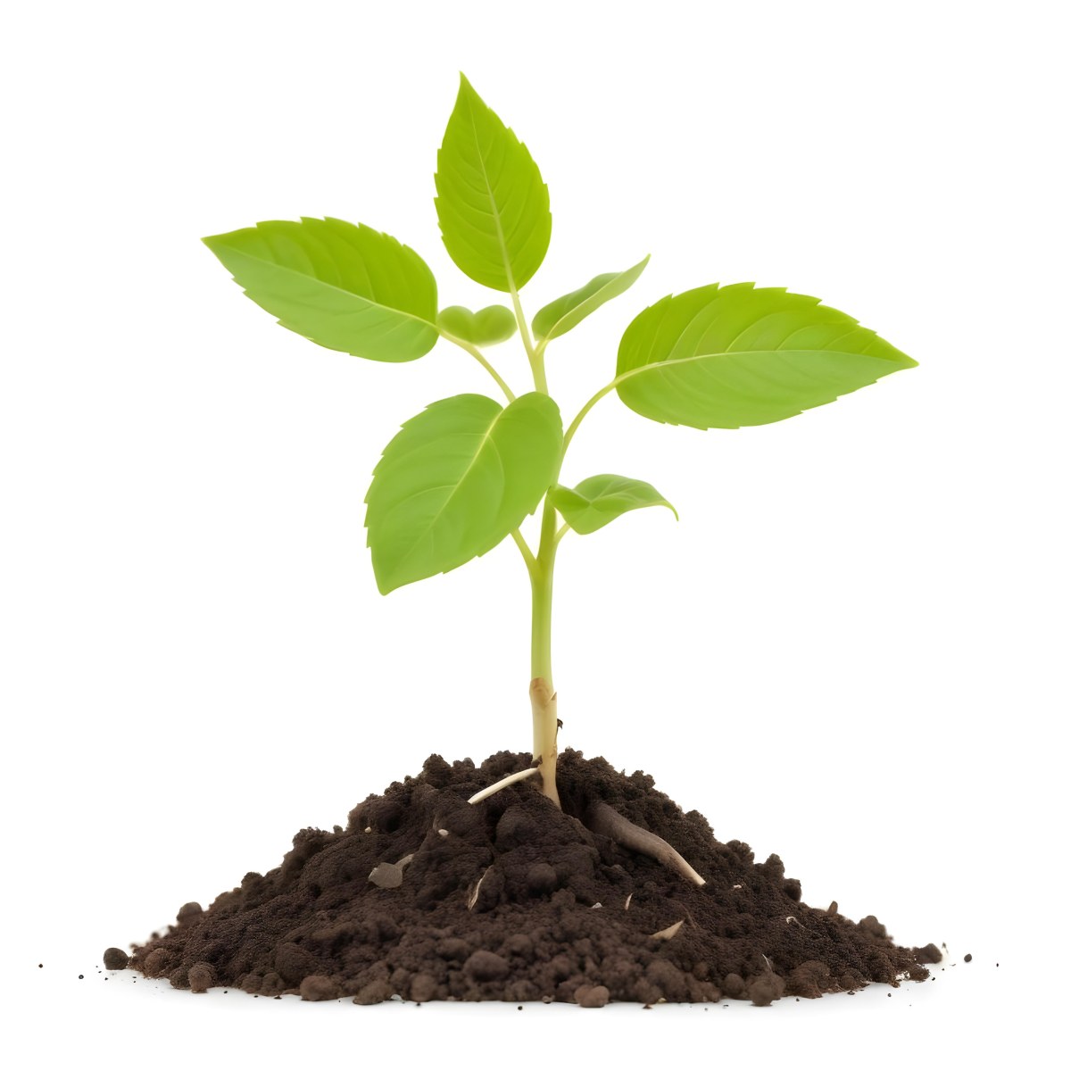 A Young Green Plant Sprouting From Soil With Several Fresh Leaves 5 Cb46