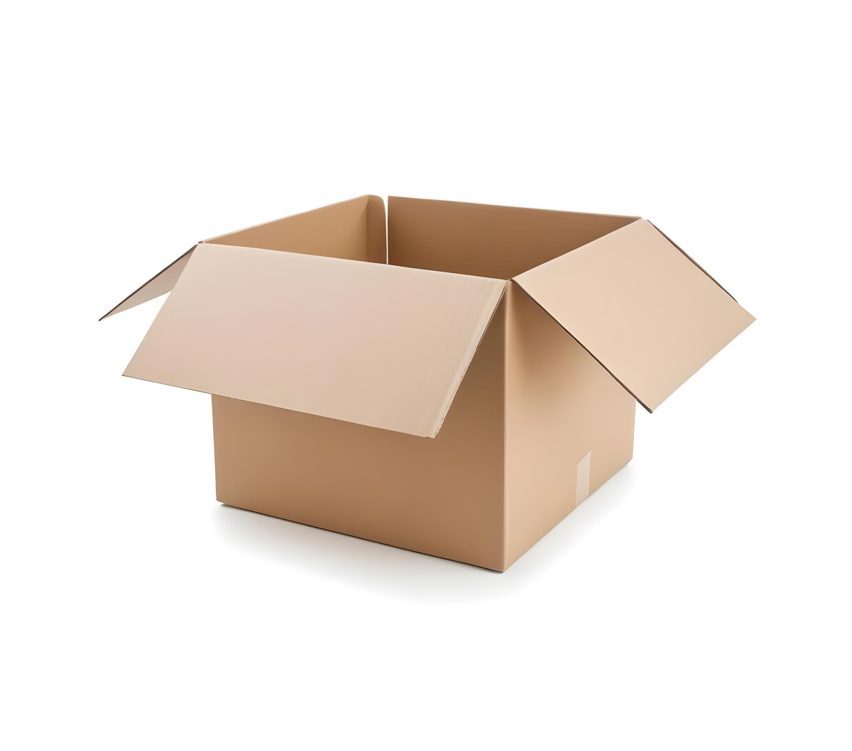 An Open Brown Cardboard Box With Flaps On A White Background 10 E288