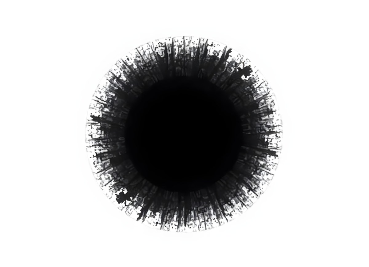Black Circle With A Grainy Texture The Center Is Solid Black The Edges Are Blurred And Faded On A Black Background 14 7c33