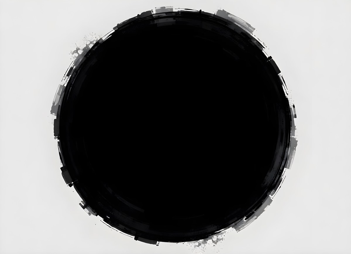 Black Circle With A Grainy Texture The Center Is Solid Black The Edges Are Blurred And Faded On A Black Background 5 F7b3