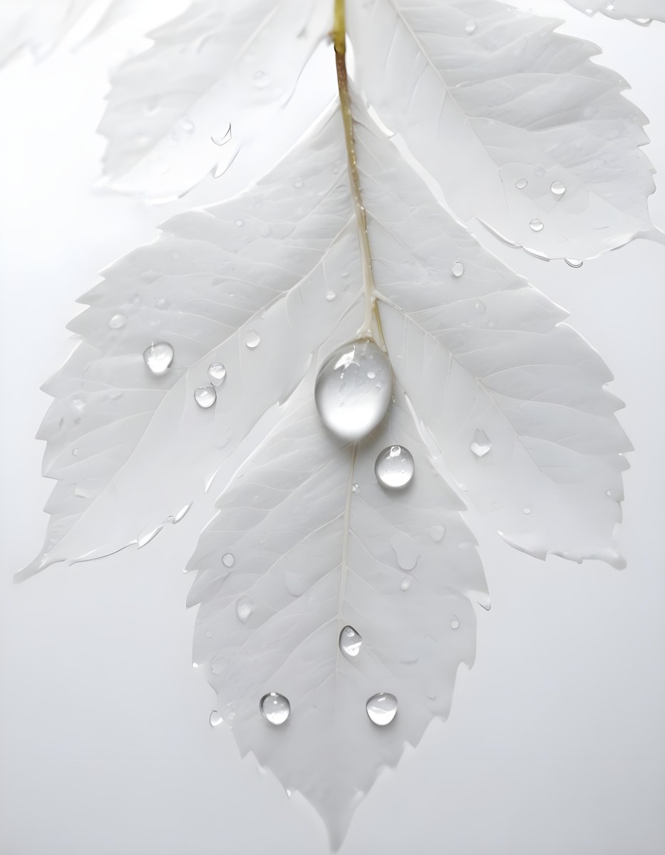 Close Up Of A Large Green Leaf With Water Droplets On Its Surface 15 Df9b