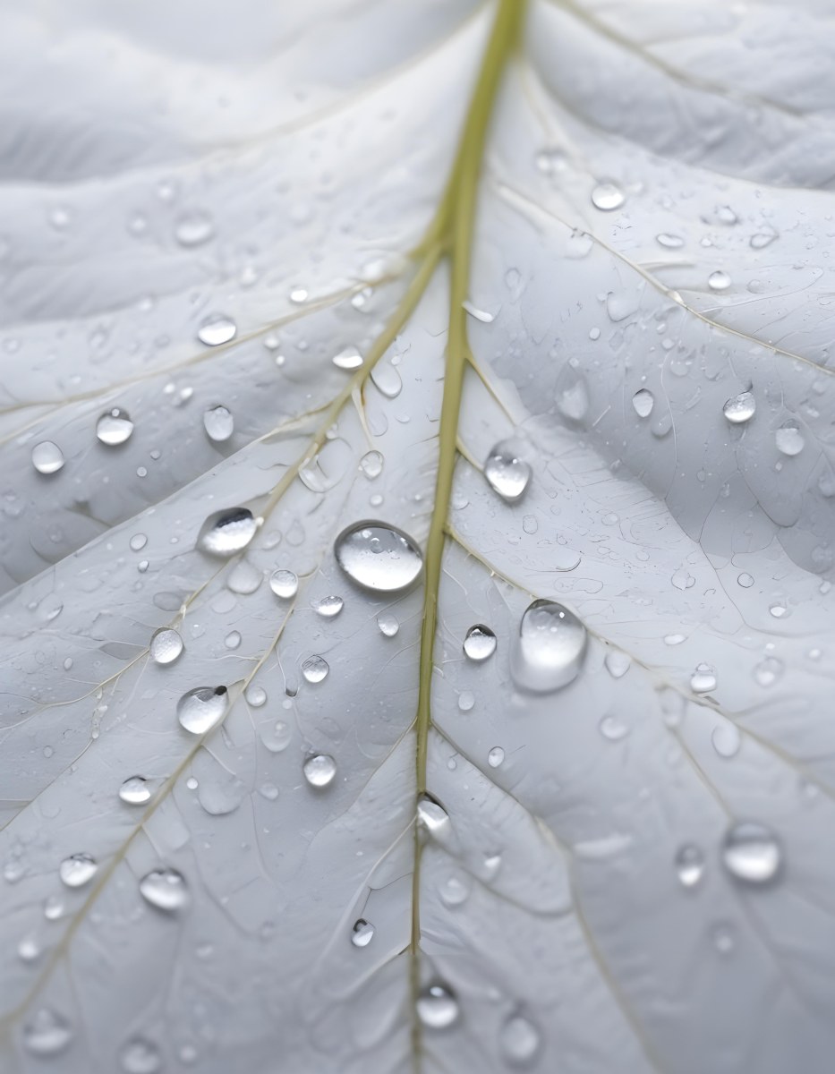 Close Up Of A Large Green Leaf With Water Droplets On Its Surface 3 3f07