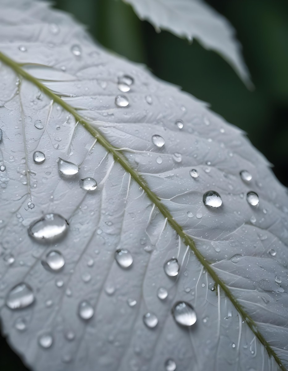 Close Up Of A Large Green Leaf With Water Droplets On Its Surface 4 6e68