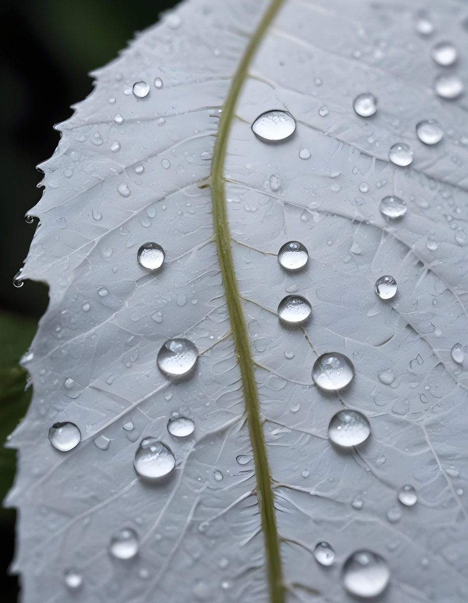 Close Up Of A Large Green Leaf With Water Droplets On Its Surface 5 6992