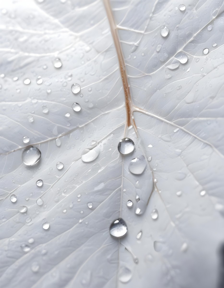 Close Up Of A Large Green Leaf With Water Droplets On Its Surface 8 652e