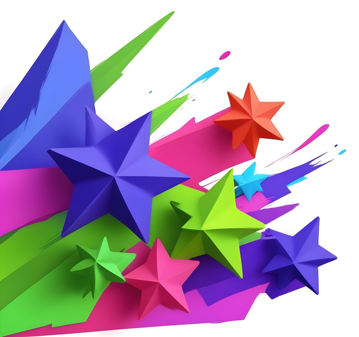 Colorful 3d Stars In Various Shades Of Blue Green Pink And Purple 4 Cd5d
