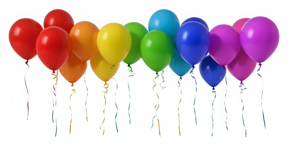 Colorful Balloons In Various Shades Of Red Blue Green Yellow And Purple 9 7e73
