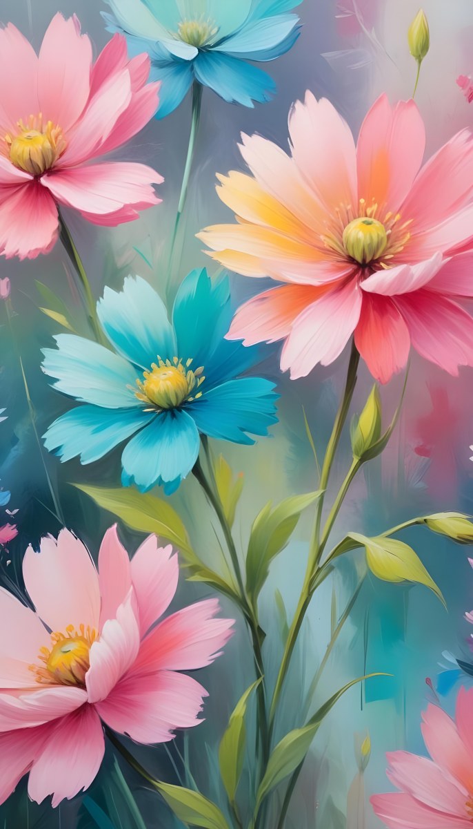 Colorful Daisy Flowers In Various Pastel Shades Against A Soft Blurred Background 20 Bd7c