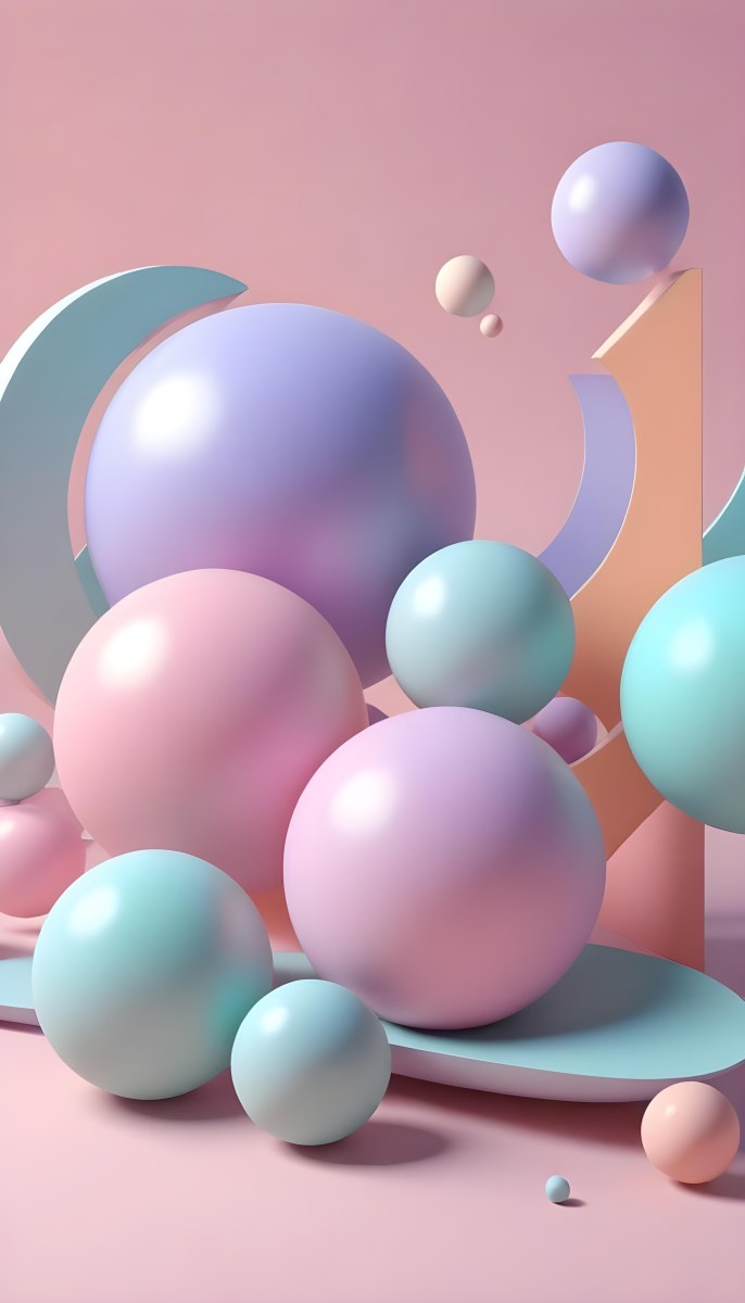 Colorful Pastel Balloons Floating Against A Soft Gray Background 65 48e5
