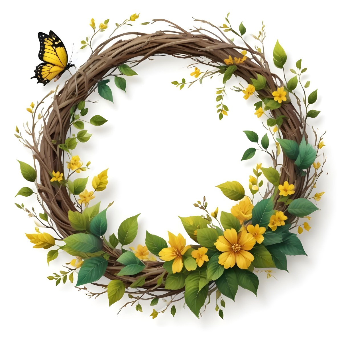 Digital Painting A Wreath Made Of Branches