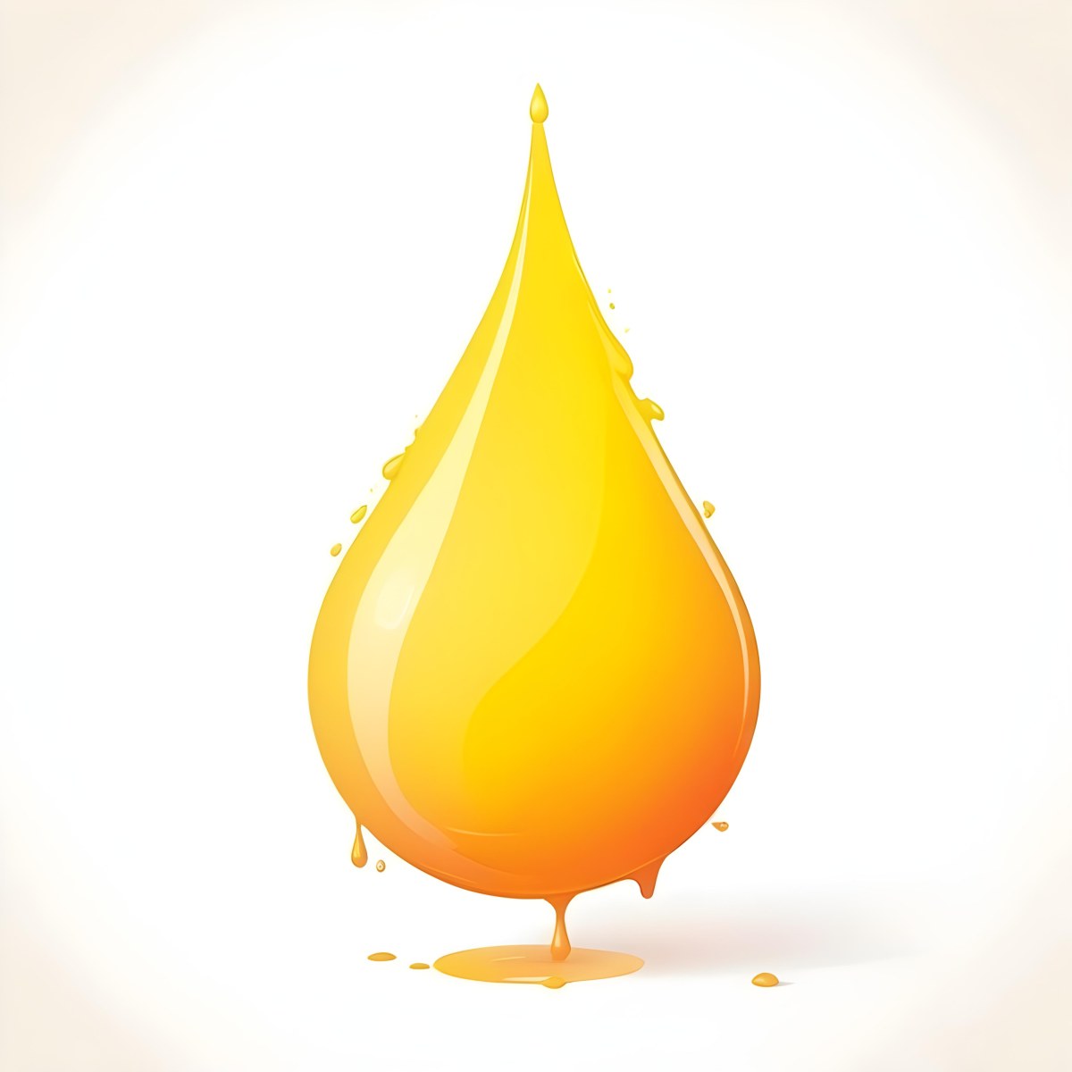 Digital Painting A Yellow Drop With A Gradient From Yellow To Orange Casting A Soft Shadow On A White Background Bold And Slim Lines Brush Strokes 12 D5e3