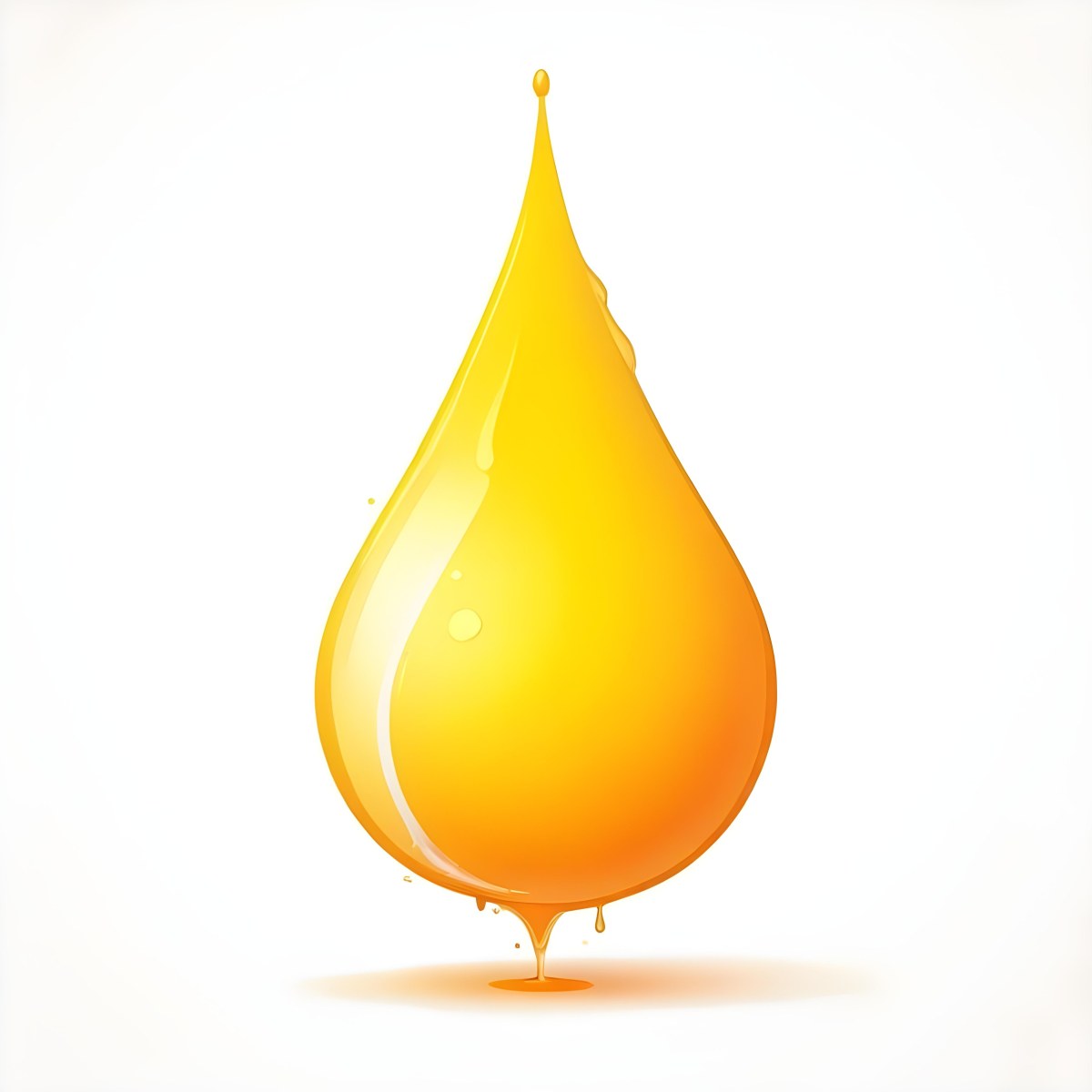 Digital Painting A Yellow Drop With A Gradient From Yellow To Orange Casting A Soft Shadow On A White Background Bold And Slim Lines Brush Strokes 36 380e