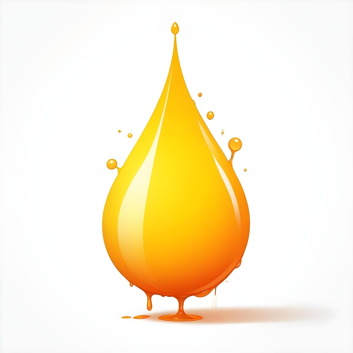 Digital Painting A Yellow Drop With A Gradient From Yellow To Orange Casting A Soft Shadow On A White Background Bold And Slim Lines Brush Strokes 4 8c1d