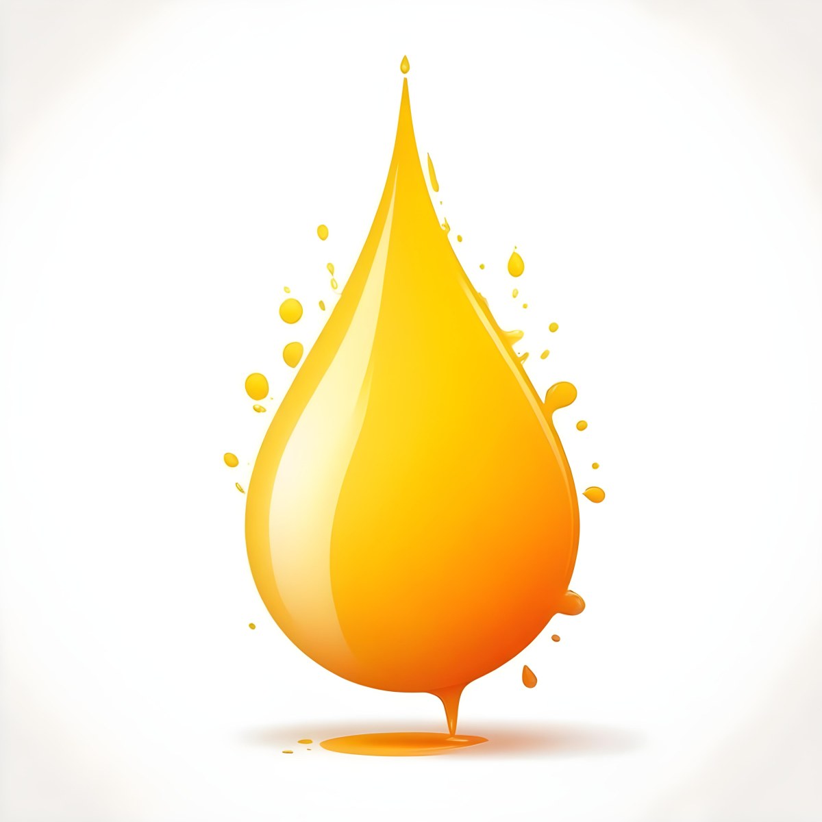 Digital Painting A Yellow Drop With A Gradient From Yellow To Orange Casting A Soft Shadow On A White Background Bold And Slim Lines Brush Strokes 6 65c7