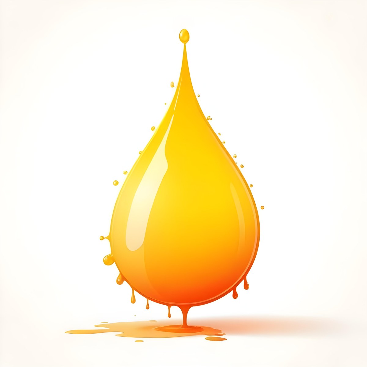 Digital Painting A Yellow Drop With A Gradient From Yellow To Orange Casting A Soft Shadow On A White Background Bold And Slim Lines Brush Strokes 9 D44e