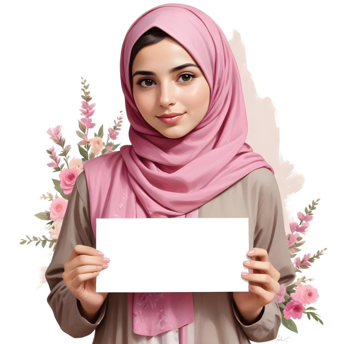 Digital Painting An Arab Girl Fair Skin Age 19
