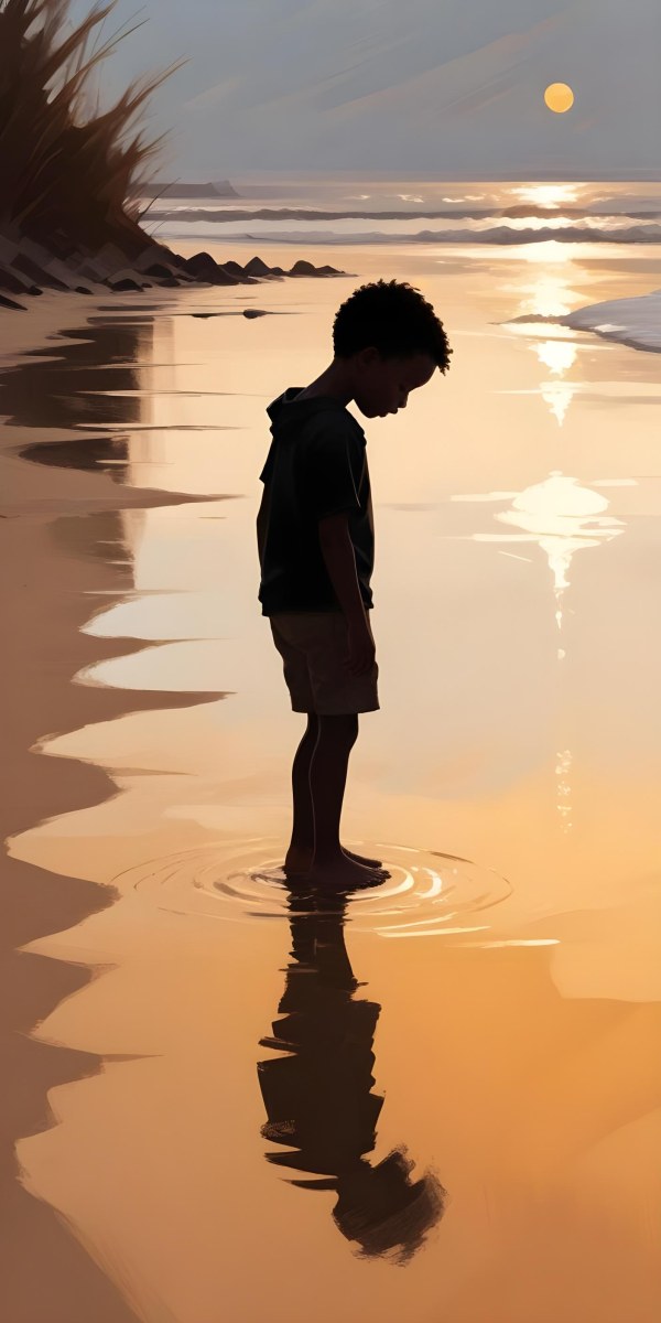 Digital Painting Silhouette Of A Black 5 Year Old