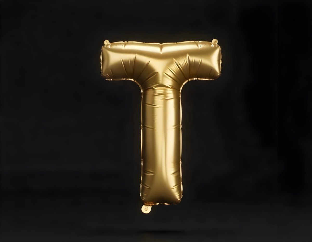 Golden Balloon Letter T Shiny And Reflective Floating In A Dark Background Casting A Soft Shadow Creating A Luxurious And Celebratory Atmosphere 17 6488