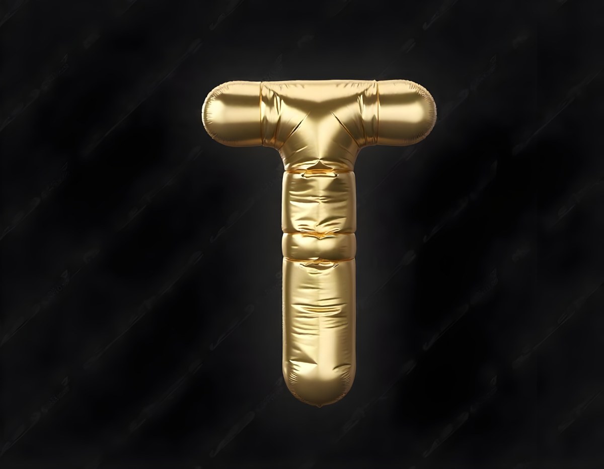 Golden Balloon Letter T Shiny And Reflective Floating In A Dark Background Casting A Soft Shadow Creating A Luxurious And Celebratory Atmosphere 20 5789