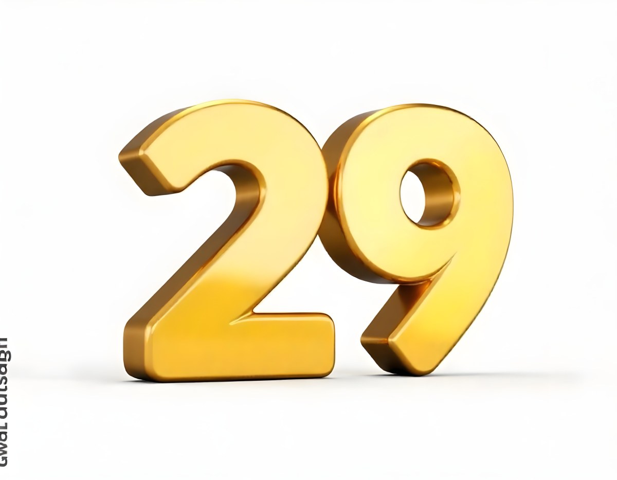 Golden Number 29 Glossy And Reflective Casting A Soft Shadow On A White Background Simple And Elegant Design Clean And Minimalist Composition 1 81a6