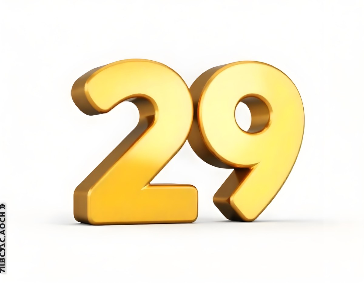 Golden Number 29 Glossy And Reflective Casting A Soft Shadow On A White Background Simple And Elegant Design Clean And Minimalist Composition 17 C2de