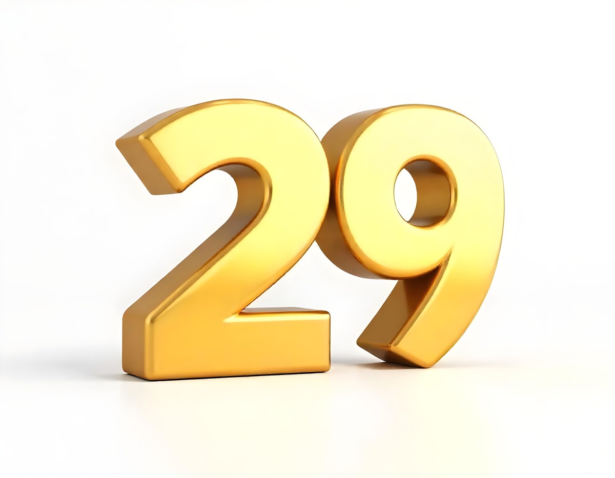 Golden Number 29 Glossy And Reflective Casting A Soft Shadow On A White Background Simple And Elegant Design Clean And Minimalist Composition 20 12d1