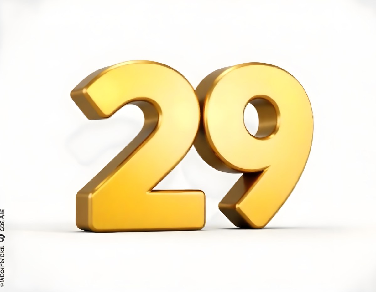 Golden Number 29 Glossy And Reflective Casting A Soft Shadow On A White Background Simple And Elegant Design Clean And Minimalist Composition 21 6af1