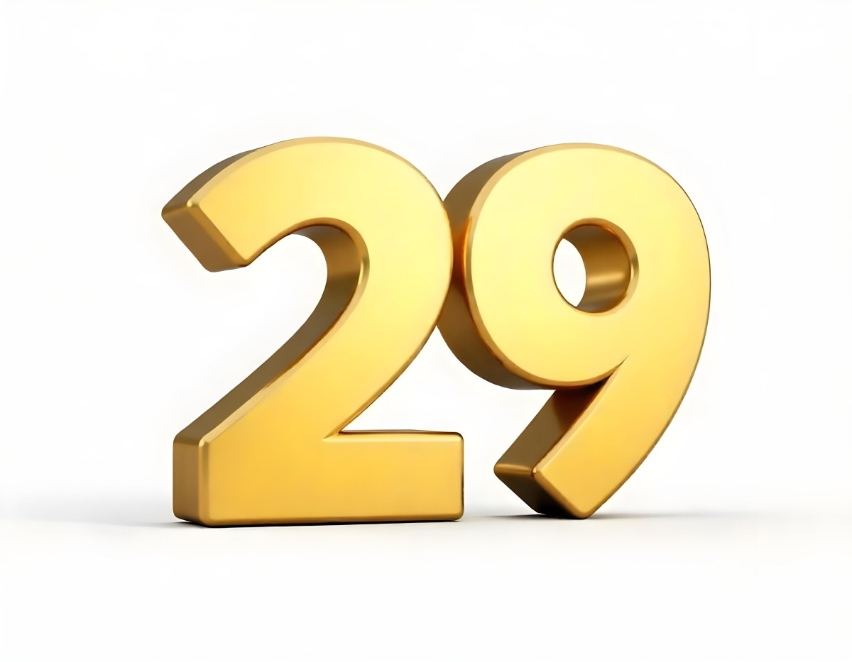 Golden Number 29 Glossy And Reflective Casting A Soft Shadow On A White Background Simple And Elegant Design Clean And Minimalist Composition 22 449c