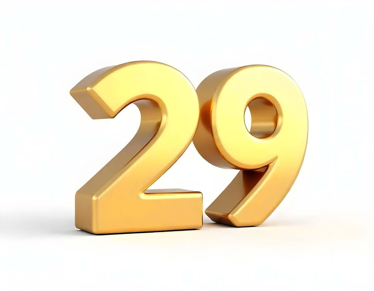 Golden Number 29 Glossy And Reflective Casting A Soft Shadow On A White Background Simple And Elegant Design Clean And Minimalist Composition 23 97ae