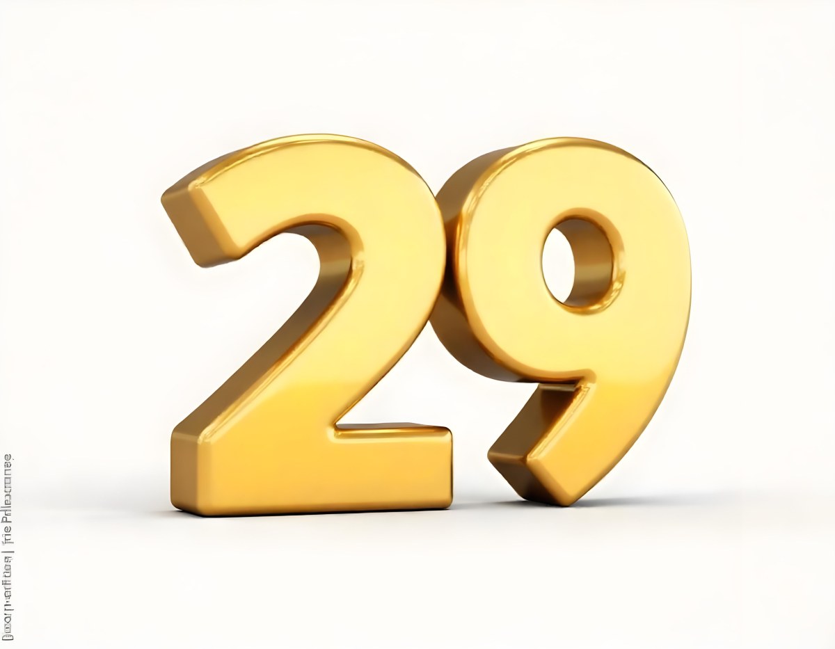 Golden Number 29 Glossy And Reflective Casting A Soft Shadow On A White Background Simple And Elegant Design Clean And Minimalist Composition 27 D011