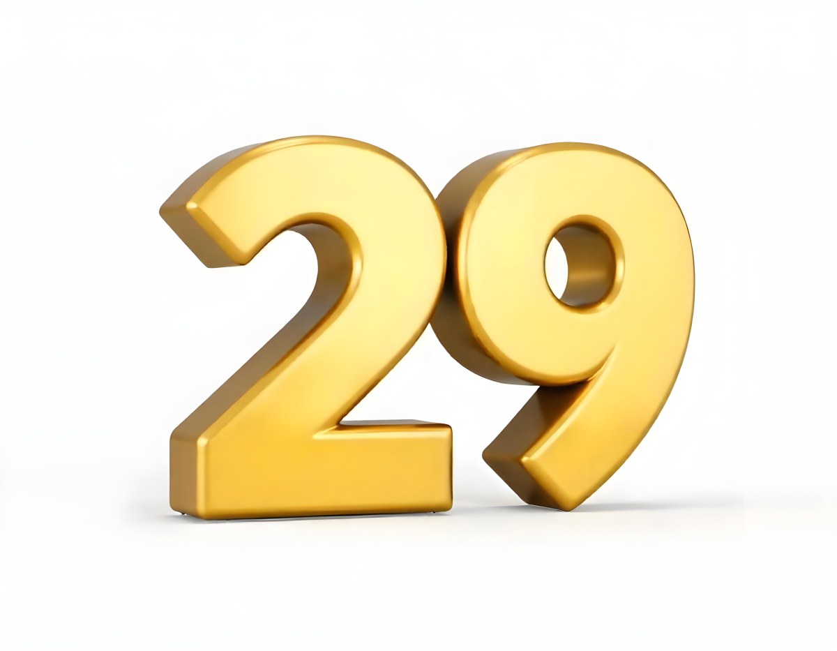 Golden Number 29 Glossy And Reflective Casting A Soft Shadow On A White Background Simple And Elegant Design Clean And Minimalist Composition 4 E412