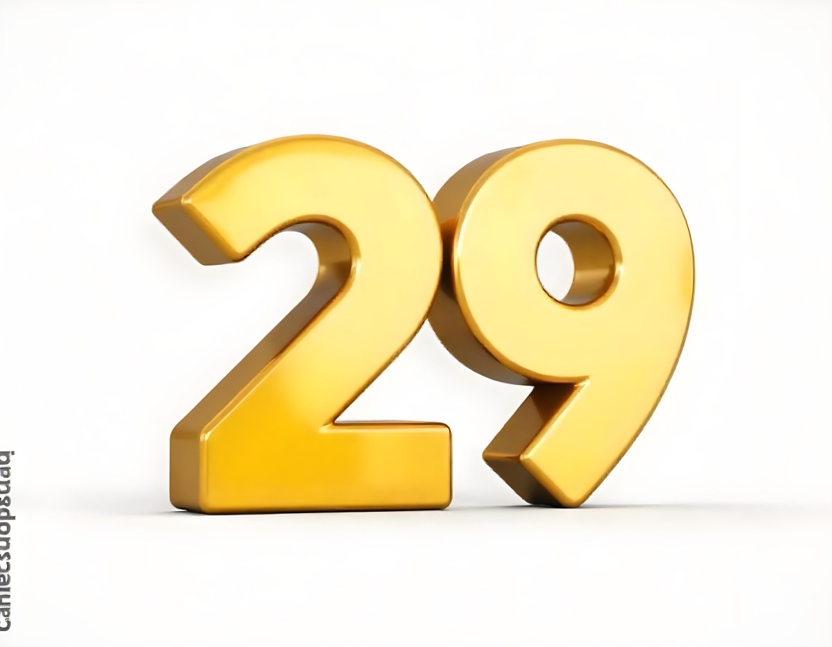 Golden Number 29 Glossy And Reflective Casting A Soft Shadow On A White Background Simple And Elegant Design Clean And Minimalist Composition 8 304d
