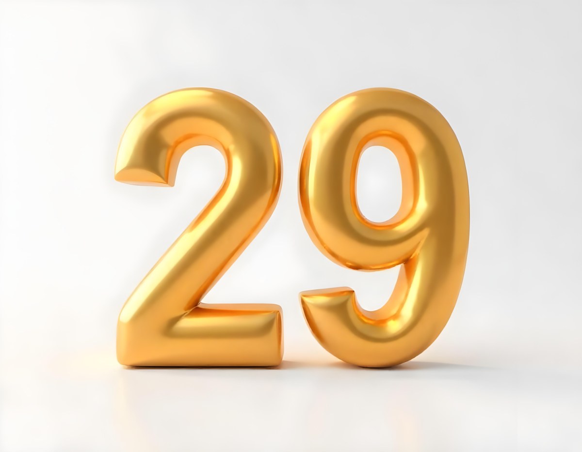 Golden Number 29 Glossy And Reflective Casting A Soft Shadow On A White Background Simple And Elegant Design Clean And Minimalist Composition 9 0b82