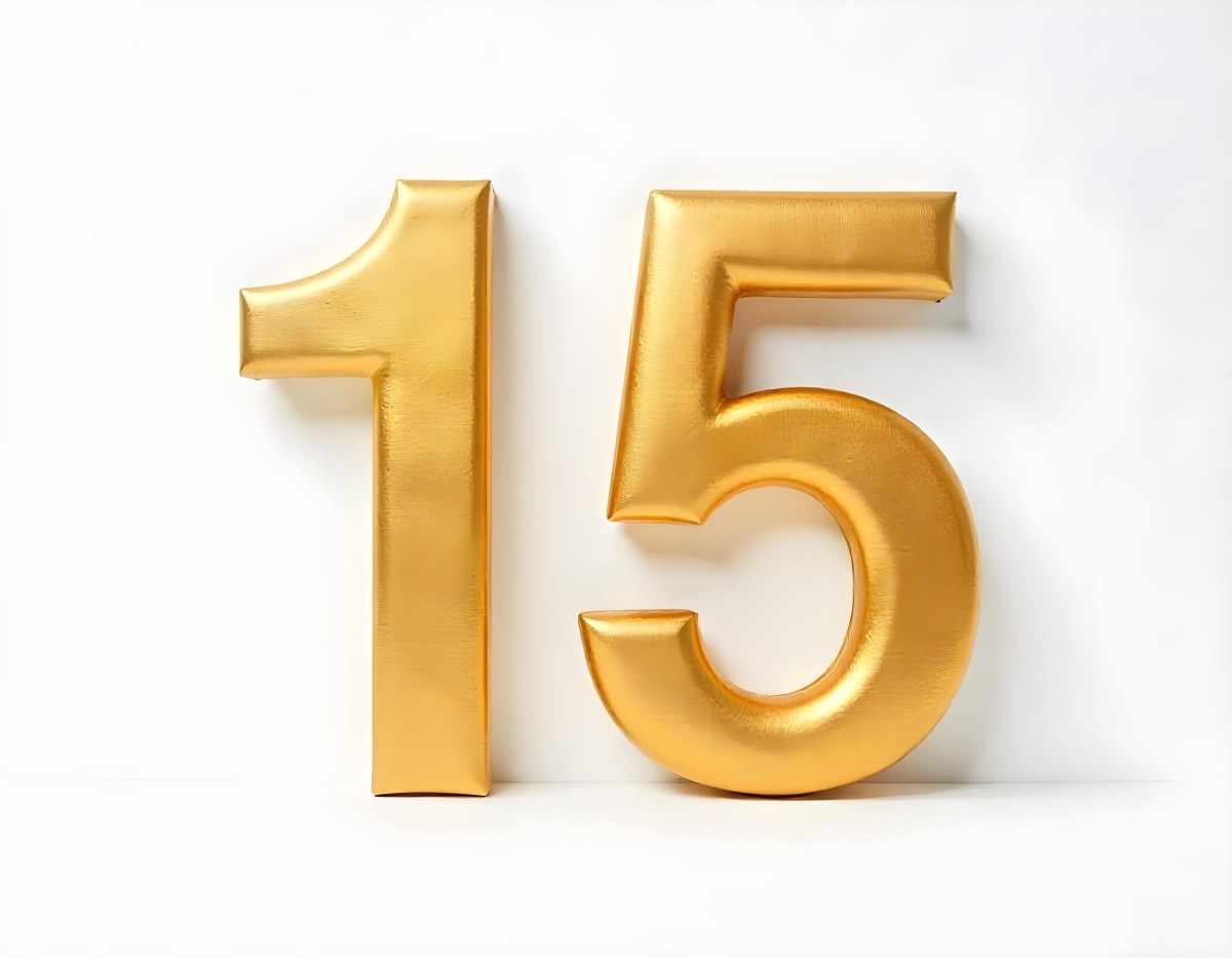 Golden Number Fifteen On A White Background Smooth Surface Metallic Material Studio Lighting High Resolution Clean Design Elegant Typography Minimalist Composition 8 D6e2