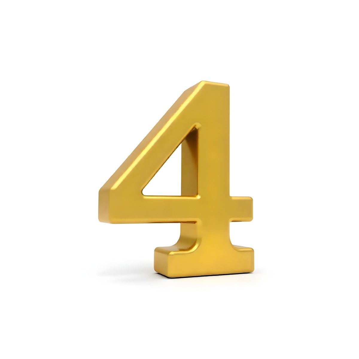 Golden Number Four On A White Background 11 Eb1b