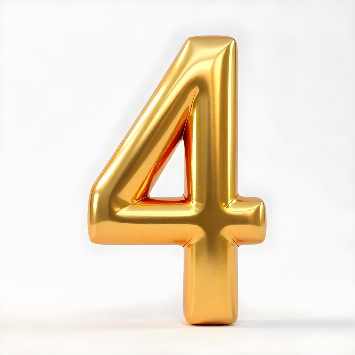 Golden Number Four On A White Background 16 582c