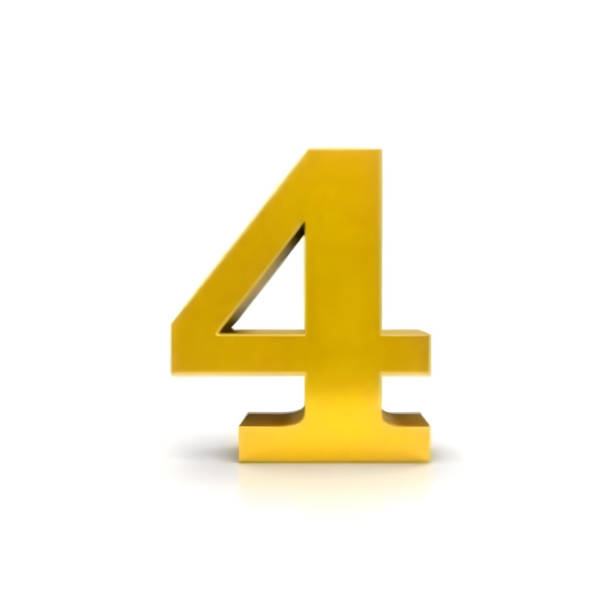 Golden Number Four On A White Background 2 C974