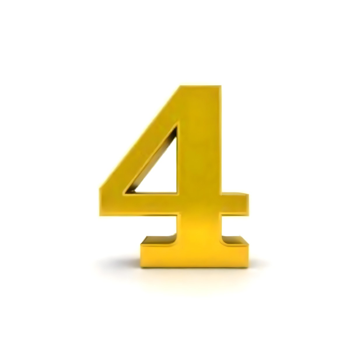 Golden Number Four On A White Background 22 5283