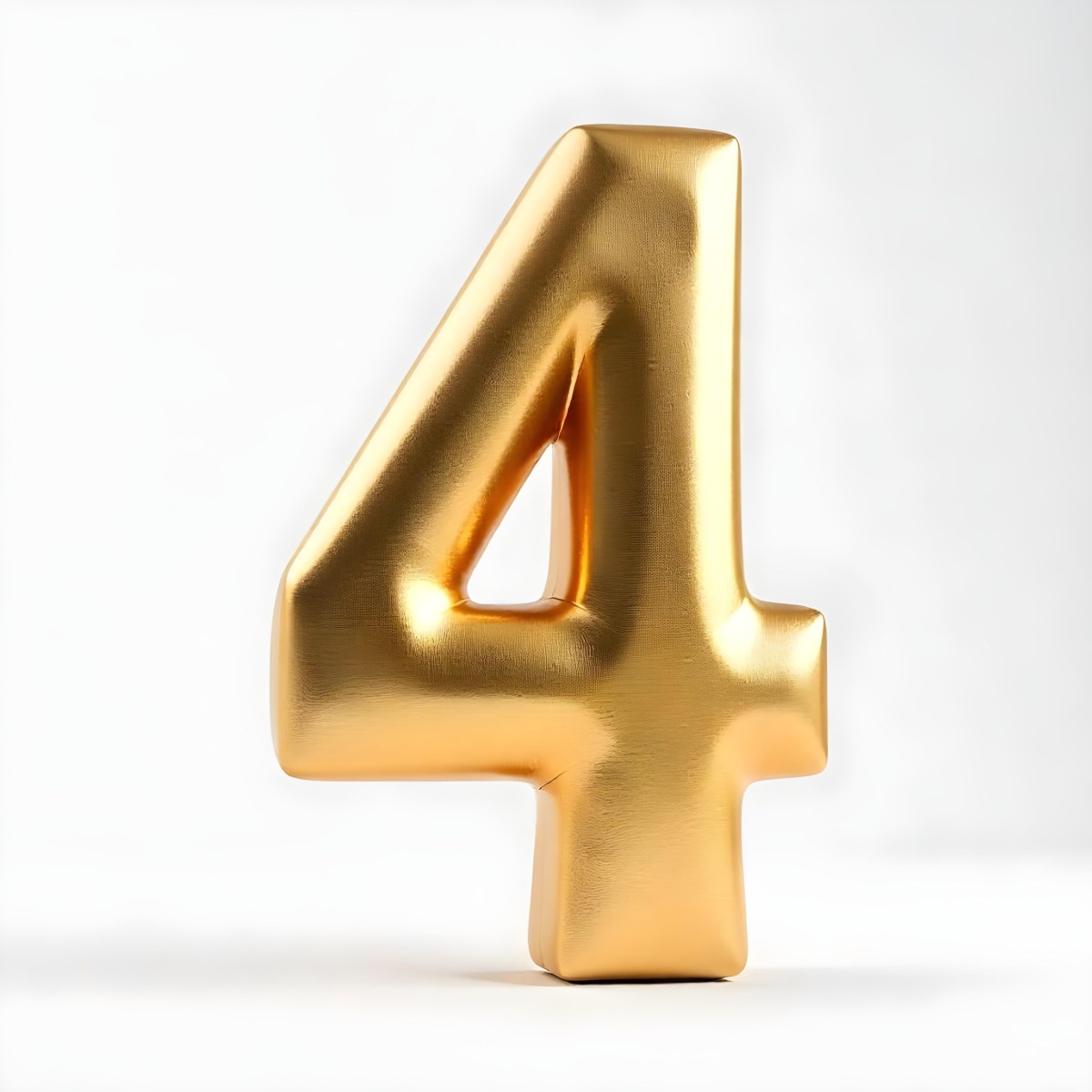 Golden Number Four On A White Background 26 7203