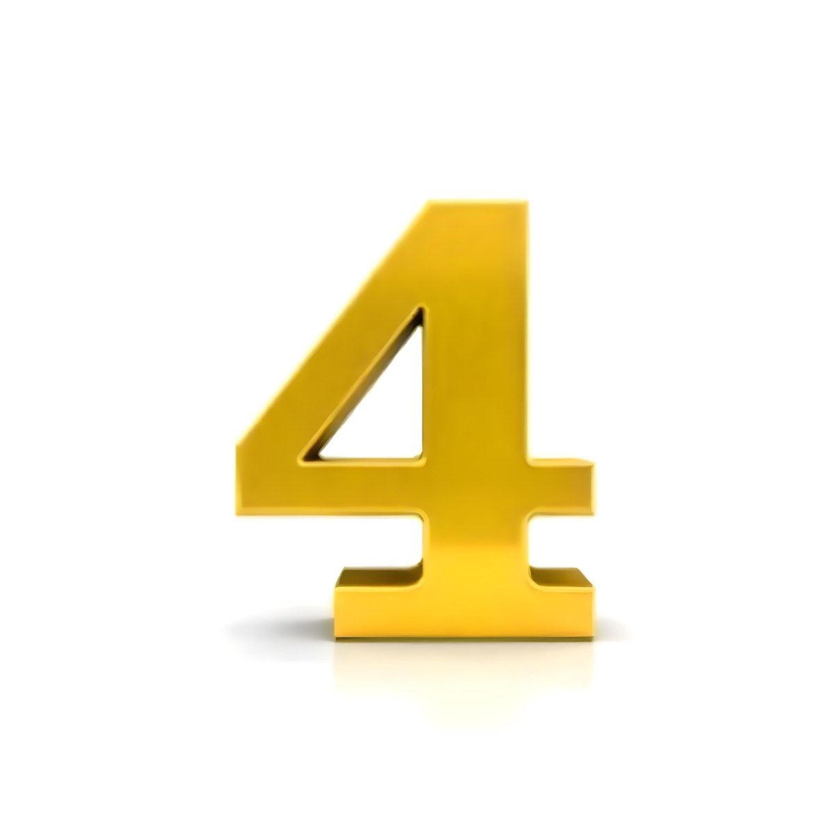 Golden Number Four On A White Background 27 63a5
