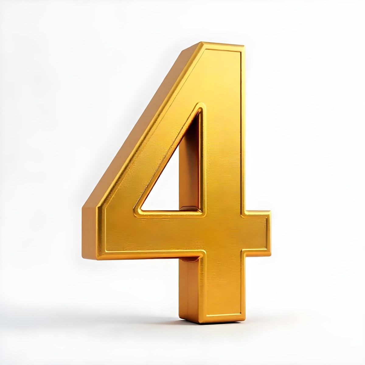 Golden Number Four On A White Background 32 2d58