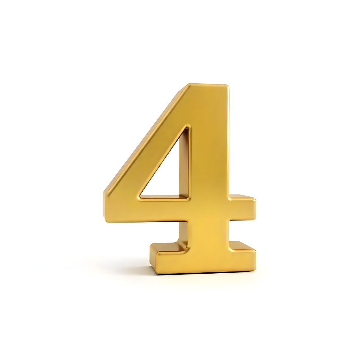 Golden Number Four On A White Background 33 Dd8c