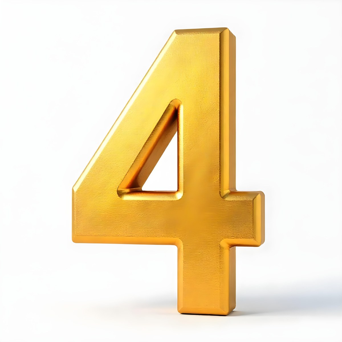 Golden Number Four On A White Background 36 522d