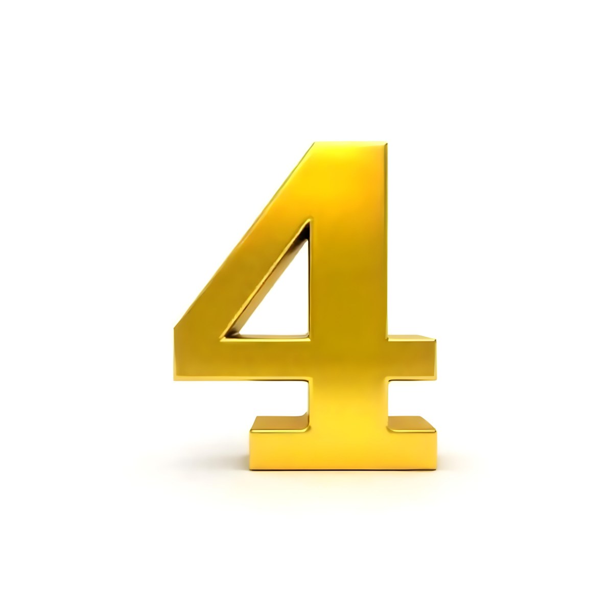 Golden Number Four On A White Background 4 E9d8