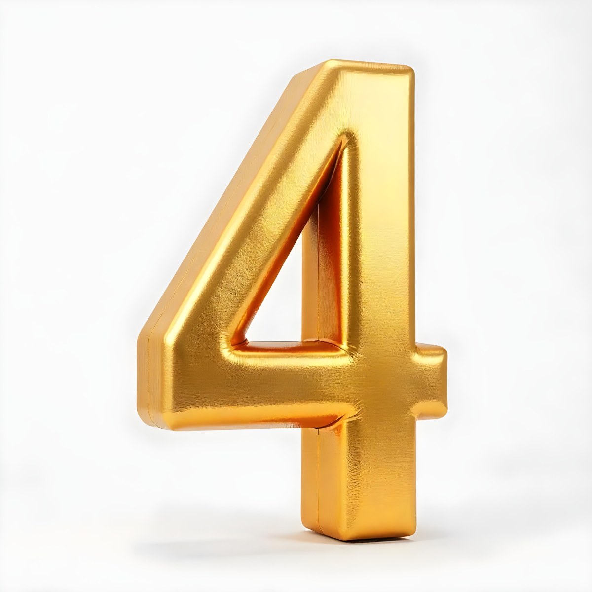 Golden Number Four On A White Background 5 31be