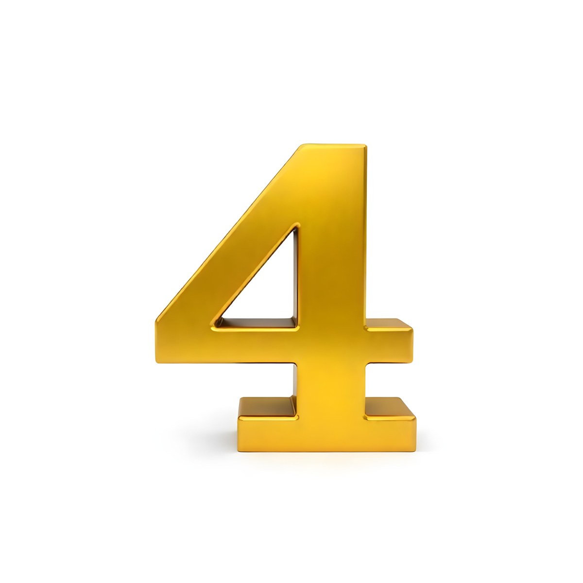 Golden Number Four On A White Background 6 64c2