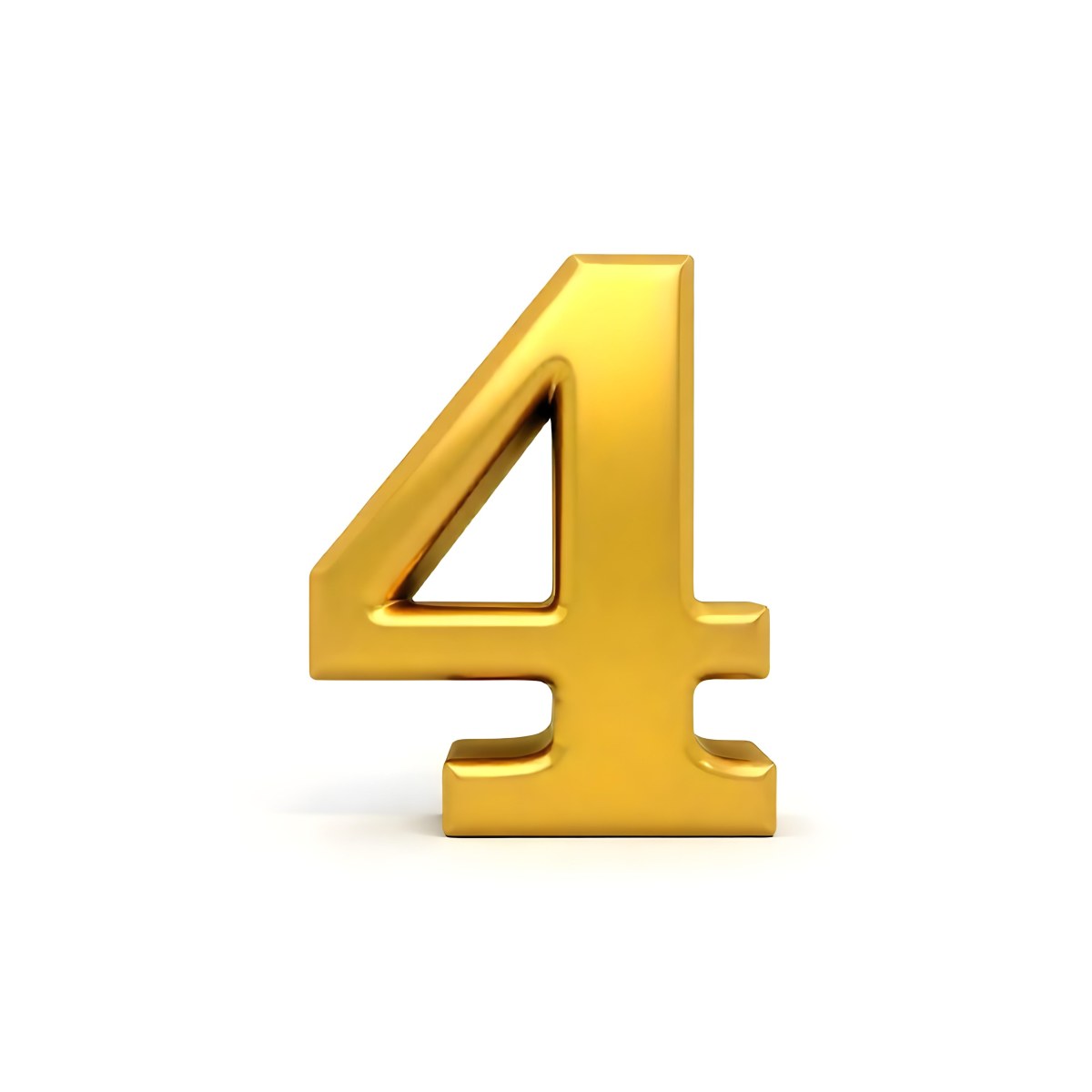 Golden Number Four On A White Background 7 66c8