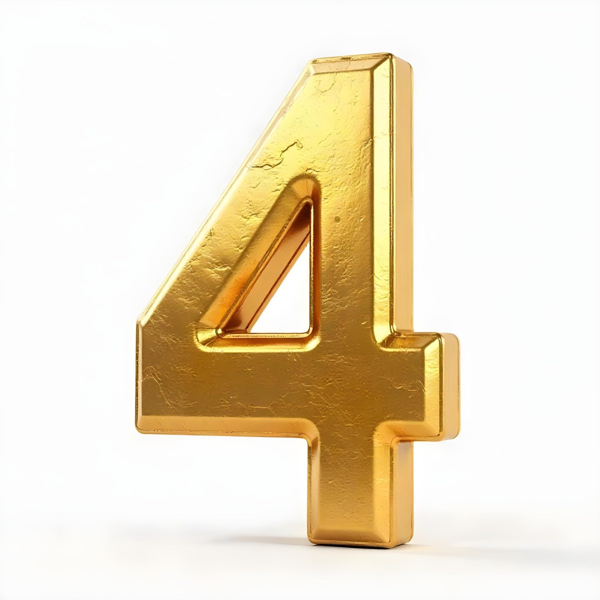 Golden Number Four On A White Background 8 Ccba