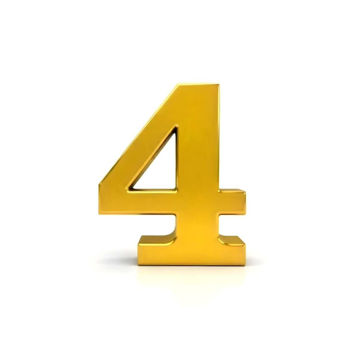 Golden Number Four On A White Background 9 Ea70